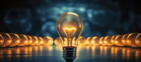 Poster - individuality is depicted by a bright light bulb that stands out from the crowd, leaving space for captions or messages.