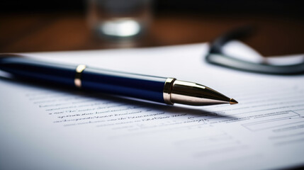 Aufkleber - Vintage pen on legal agreement. Created with Generative AI technology.
