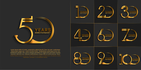 Wall Mural - set of anniversary logotype gold color for special celebration event