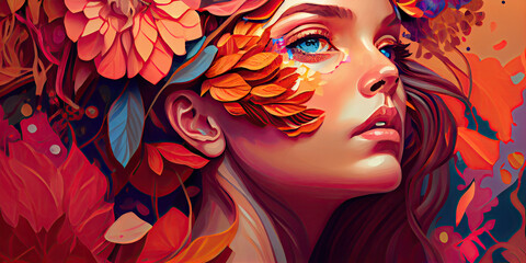 Abstract fantasy art of beautiful women