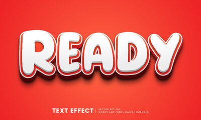 Poster - 3d ready text effect with red and white cartoon font style