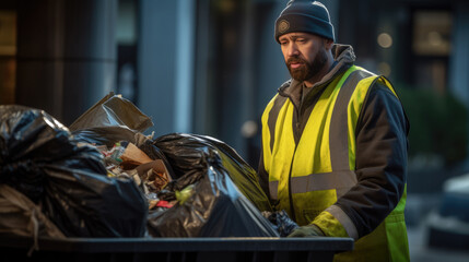 Wall Mural - Portrait of an employee of a waste management company.