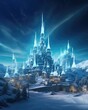 the old town and the aurora, in the style of fantasy worlds, frozen movement, atmospheric ambience, weathercore, fantasy-based 