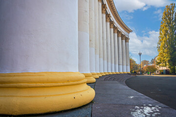 The colonnade of the main pavilion. Exhibition of achievements of the national economy of the Ukrainian SSR.