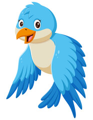 Poster - Cartoon blue bird flying. Vector illustration