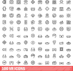 Poster - 100 vr icons set. Outline illustration of 100 vr icons vector set isolated on white background