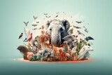 Fototapeta Zwierzęta - World animal day collage design