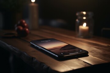 Poster - Smartphone on table. Generate Ai