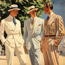 An Illustration Of People Wearing 1930s Summer Fashion