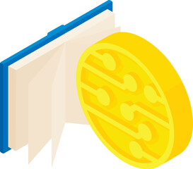 Poster - Cryptocurrency concept icon isometric vector. Digital golden coin and open book. Digital money, cryptocurrency