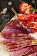 Wall Mural - dried red pork meat on the kitchen table