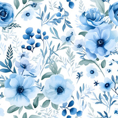  Seamless flower pattern in watercolor style