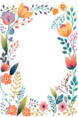 Wall Mural - Watercolor floral illustration - bouquets, frame, border. colored flowers, peony, leaf branches on white background, Wedding invites, transparent white background with copy space