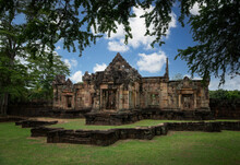 Prasat Muang Tam Sanctuary Stone Castle Famous Landmark Of Buriram Province Thailand.