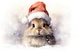 rabbit in santa claus hat