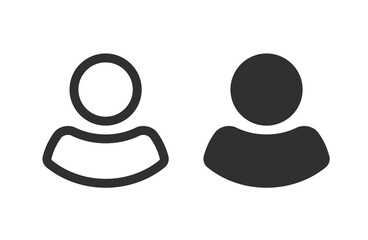 Poster - Member user icon pictogram simple vector graphic line outline art silhouette, my account avatar symbol, customer employee image black white, human person man shape plain flat design clipart image