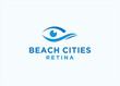 eye with beach logo design vector silhouette illustration