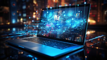 Surreal expression of earning income through the internet, computer network earning income, imaginative expression earning income through the internet
