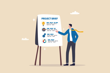 project briefing, design summary or brief document presentation, business goal strategy or workflow 