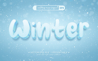 Poster - 3d editable winter cold snow elegant style vector text effect