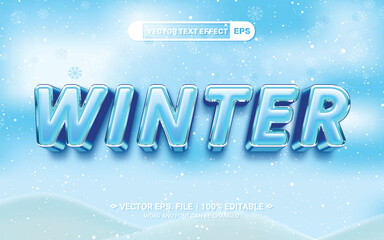 Wall Mural - Winter ice editable 3d vector text effect