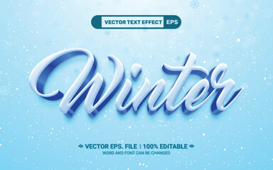 Wall Mural - Snow winter shiny and elegant style editable 3d vector text effect