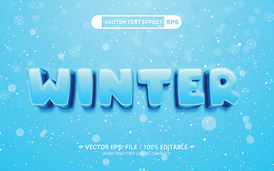 Wall Mural - Cartoon style winter ice editable 3d vector text effect