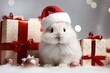 rabbit in santa claus hat
