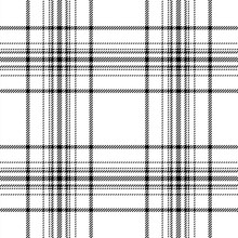 Plaid Seamless Pattern In Black White. Check Fabric Texture. Vector Textile Print.