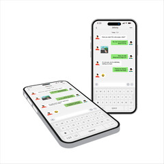 Poster - Smartphone Perspective View. Message Bubble Chats for Smartphones with Vector Chat Boxes Designed for Mobile Messaging Applications. Vector.