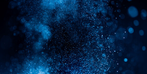 Wall Mural - Abstract Blue bokeh defocus glitter blur background.