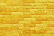 Golden Yellow Brick Wall Texture With Vintage Style Pattern For Background And Design Art Work.