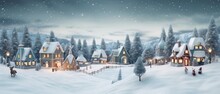 Christmas Village In Vintage Style. Generative AI