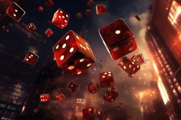 Dice Flying Midair, Capturing The Excitement Of Craps