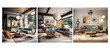 clean mid century modern living room interior design