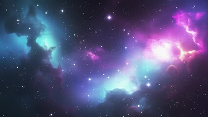 The cosmic nebula glows brightly in dark space.
