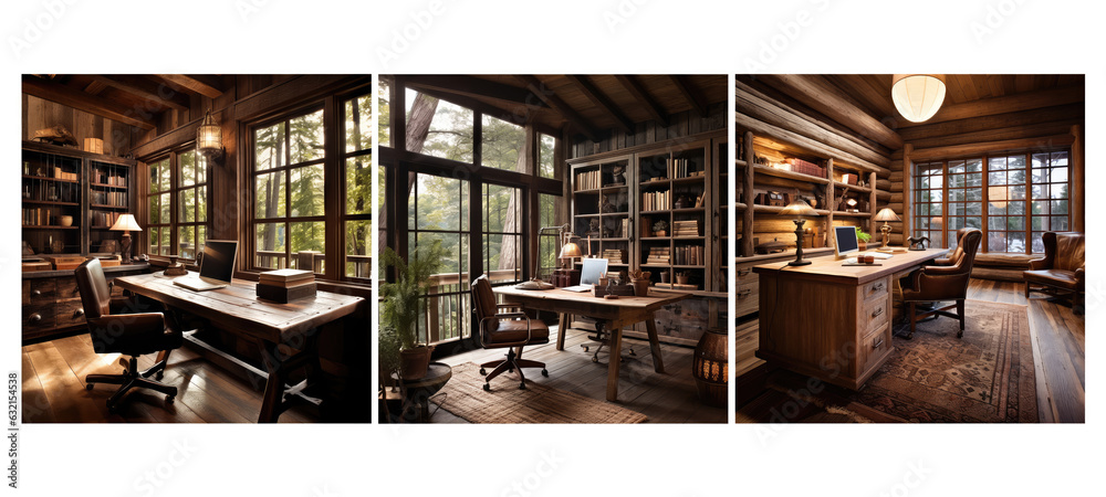 natural rustic home office interior design Stock Photo | Adobe Stock