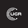 © designhill - UGRletter technology logo design on black background. UGRcreative initials letter IT logo concept. UGRsetting shape design