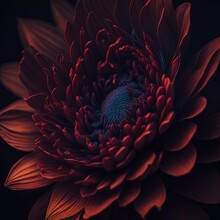 A Close Up Of A Red Flower With A Black Background