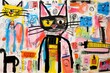 Art of abstract cat on the wall. Beautiful illustration picture. Generative AI