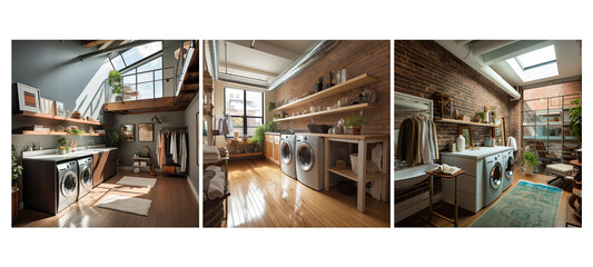 background urban loft laundry room interior design