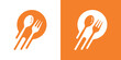 Fork spoon logo design element combined with speed for fast food logo
