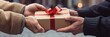 Cristmas gift in hands. Offering and giving Christmas gifts. New year delivery. Generative ai.