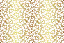 Luxury Seamless Gold Circle Stripe Line And Fan Shape Pattern, Vector Background Illustration.