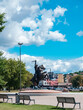 Kaunas, Lithuania - 07 26 2023: Vytis Monument in Kaunas. Vyčio paminklas „Laisvės Karys'“