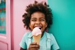 © Aksana - happy child laughs eating ice cream kidcore style