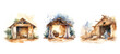 holiday nativity stable watercolor