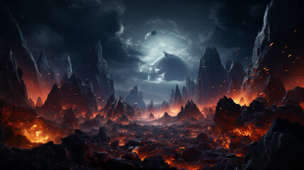 Wall Mural - Cosmic space rocks presented in a dramatic and action-packed scene. Generative Ai