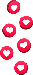 Wall Mural - 3d Like and love icon button. heart flat icon in modern 3d circle shapes , Social media notification icons. emoji post reactions set. Vector illustration