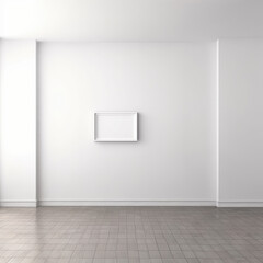 Poster - Blank white picture frame on the white wall indoor, template, mock up, backdrop
